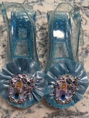 Disney Sparkle Blue Jelly Sandals with Princess Medallions